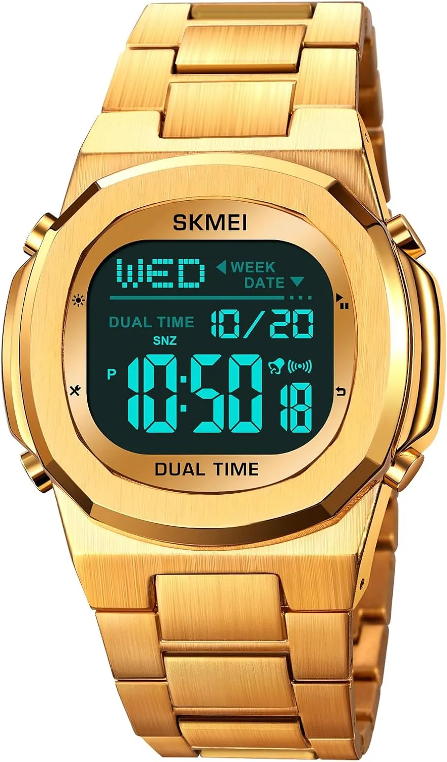 Fashion dispel Wristwatch Stainless Steel Business Male Waterproof Watch Date Alarm Gosasa Dual Time LED Digital Watch for Men Multifunction 