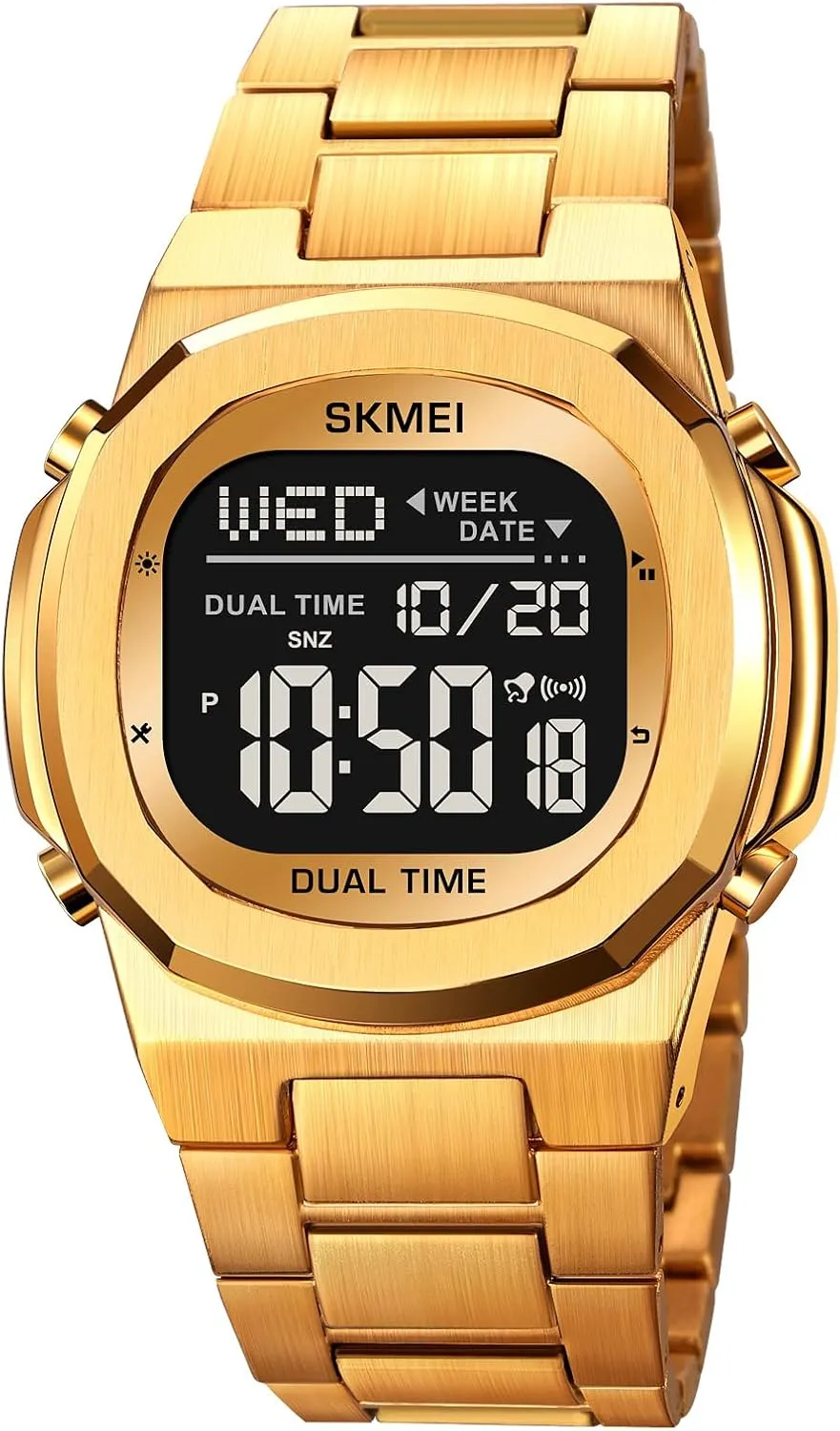 Fashion dispel Wristwatch Stainless Steel Business Male Waterproof Watch Date Alarm Gosasa Dual Time LED Digital Watch for Men Multifunction 