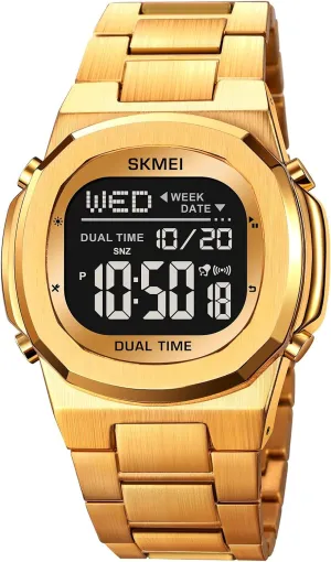 Fashion dispel Wristwatch Stainless Steel Business Male Waterproof Watch Date Alarm Gosasa Dual Time LED Digital Watch for Men Multifunction 