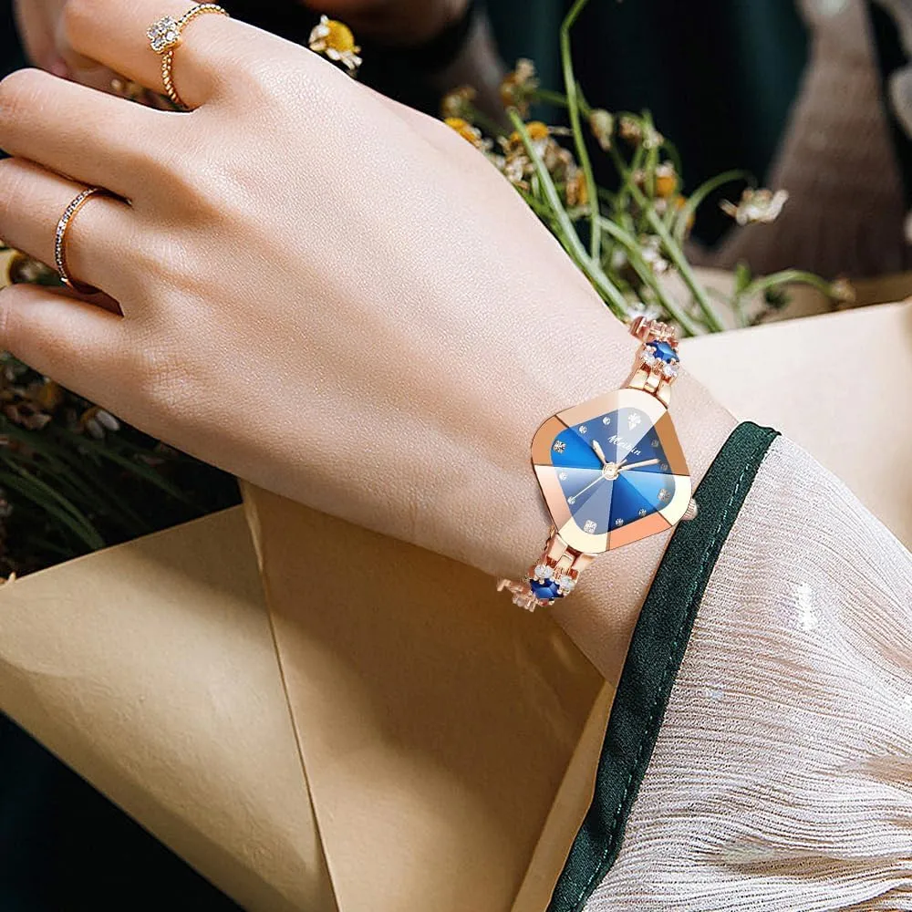 Fashion Dress tunnel crest distinguish weaken nomadism obsidian Watches for Women Gift FANMIS Luxury Women's Bracelet Petal Quartz Watch Unique Petal Diamond Bangle Waterproof Ladies Wristwatch 