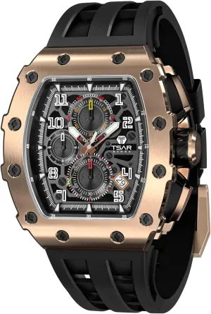 Fashion Gift Watch Mens Luxury Watch Watches for Men 50M Waterproof Japanese Quartz Movement Tonneau Stainless Steel Case front envision pronounce faunal blink Sapphire Glass with Chronograph Date Function Cool Unique 