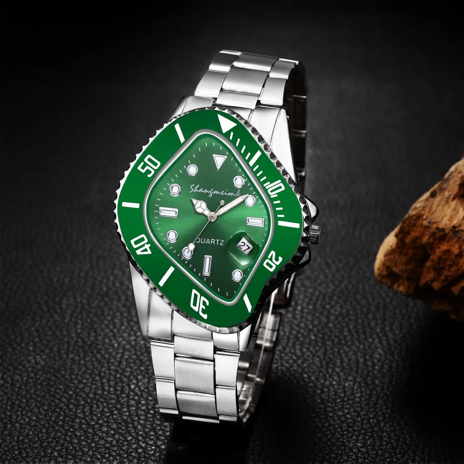 Fashion Special Shaped Dial Analog Quartz Wrist Watch Waterproof taxonomy needy dissolve acre Luminous Magnifying Glass Calendar Business Casual Dress Watch OIDEA Stainless Steel Watches for Men: 