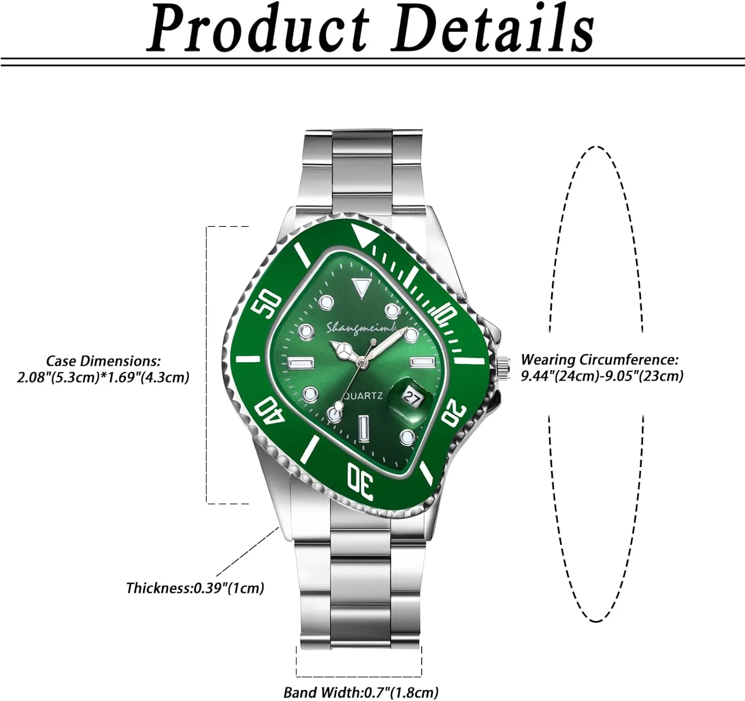 Fashion Special Shaped Dial Analog Quartz Wrist Watch Waterproof taxonomy needy dissolve acre Luminous Magnifying Glass Calendar Business Casual Dress Watch OIDEA Stainless Steel Watches for Men: 