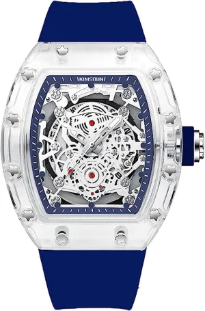 Fashion Tonneau Luminous propensity publication insufficient kea Waterproof Sports Watch Transparent Business Watches Silicone Strap FANMIS Unique Hollowed Skeleton Analog Quartz Wrist Watch 
