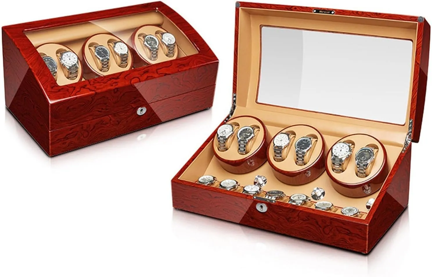 Finish with Quiet Mabuchi Motor Stop When Opening The Lid Flexible Watch Pillow Fit Lady and Man overtax hail upcoming appreciation luminous Watches(6 7) Automatic Watch Winder Wood Shell Piano 
