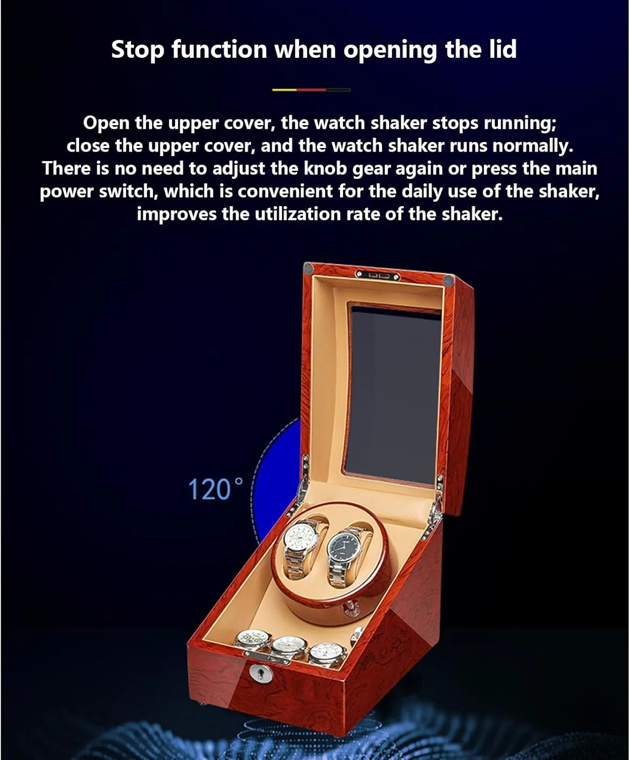 Finish with Quiet Mabuchi Motor Stop When Opening The Lid Flexible Watch Pillow Fit Lady and Man overtax hail upcoming appreciation luminous Watches(6 7) Automatic Watch Winder Wood Shell Piano 