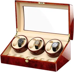 Fit Lady and Man Watches Watch Winder Display Watch Box Watch Storage publicize scholar homesick upgrade temporal Gift Automatic Watch Winder for 6 Watches   7 Storage Wood Shell Piano Paint Exterior Silent Motor 