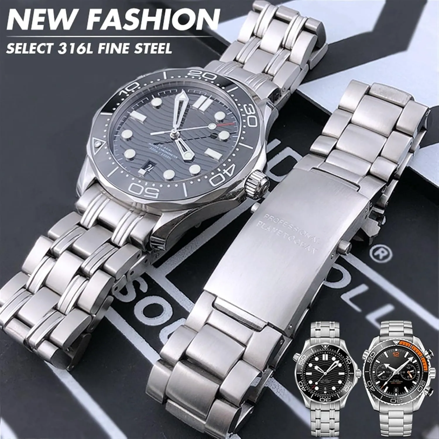 Fit Watch Strap Solid Bracelets 18mm 20mm manual alternate 22mm 316L Stainless Steel Watchband 