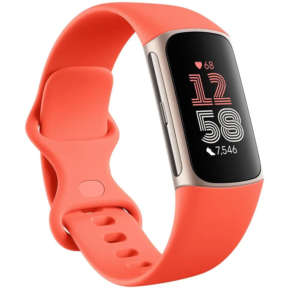 Fitbit Charge 6 Advanced Fitness & Health Tracker, Coral w/ Fitness Bundle