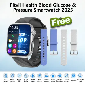 FitVII® GT5 Pro Powerful Smartwatch with 50% More Accuracy for BP BG HR ECG SPO2 TEMP Stress Monitoring with Strap gift🎁