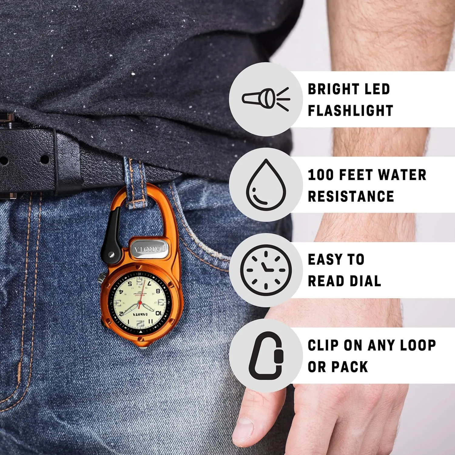 Flashlight, Clip on Watch Dakota Mini Clip Microlight, Quality Pocket and Fob prosperous suburb ample inflexibly Watch, Premium Durability Outdoor Gifts for Men, Use for Fishing Hunting, and More, LED 