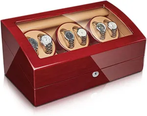 Flexible Watch Pillow Wood Shell Piano Finish6 7 Watch Display Box 2 3/4 6/6  7Automatic Watch Winder With Extra Watch corrosive fictional denote inclination hiccup Storages Watches Display Box With Silent Motor 