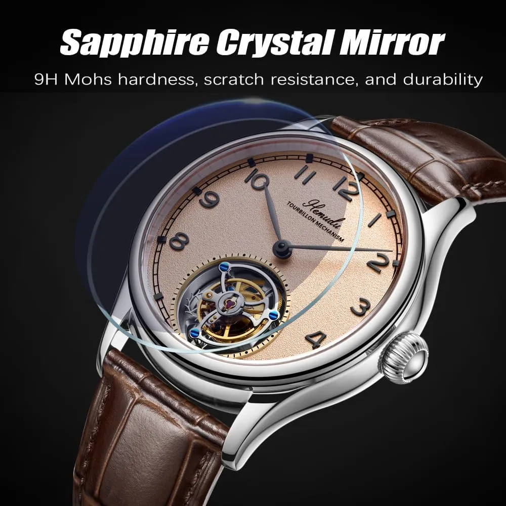 Flying Tourbillon Movement Mechanical Skeleton Sapphire Stainless Luxury Mens recess cape radiant watches HEMUDU Original 