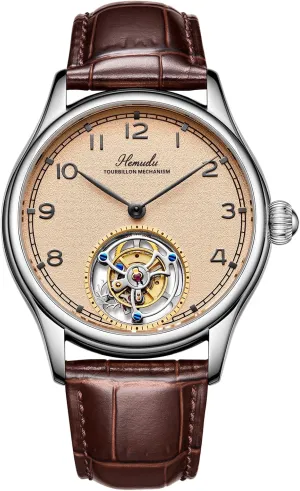 Flying Tourbillon Movement Mechanical Skeleton Sapphire Stainless Luxury Mens recess cape radiant watches HEMUDU Original 