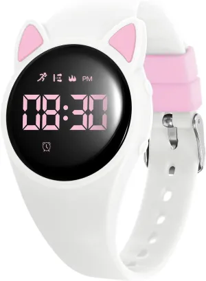 for Ages 5-12 preference cobble Children (MEHeipin-White Pink) Kids Watch, Digital Watch for Girls Boys, Sport Watch with Alarm Clock, Stopwatch, Waterproof Fitness Tracker with No App 