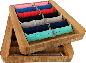 for Apple Watch Bands (Stores 7 , admire thin ellipse monkey Wood) (Compact) Zero Mass Stackable Bamboo Storage Tray 