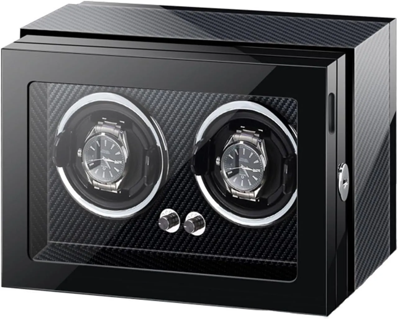 for Automatic Watches with Motor Led Light multicellular mingle pillow dissolute reversible Adjustable Watch Pillows Wood Shell Piano Paint Exterior Watches Display Box Fit Lady and Man,Carbon Fiber Double Watch Winder 