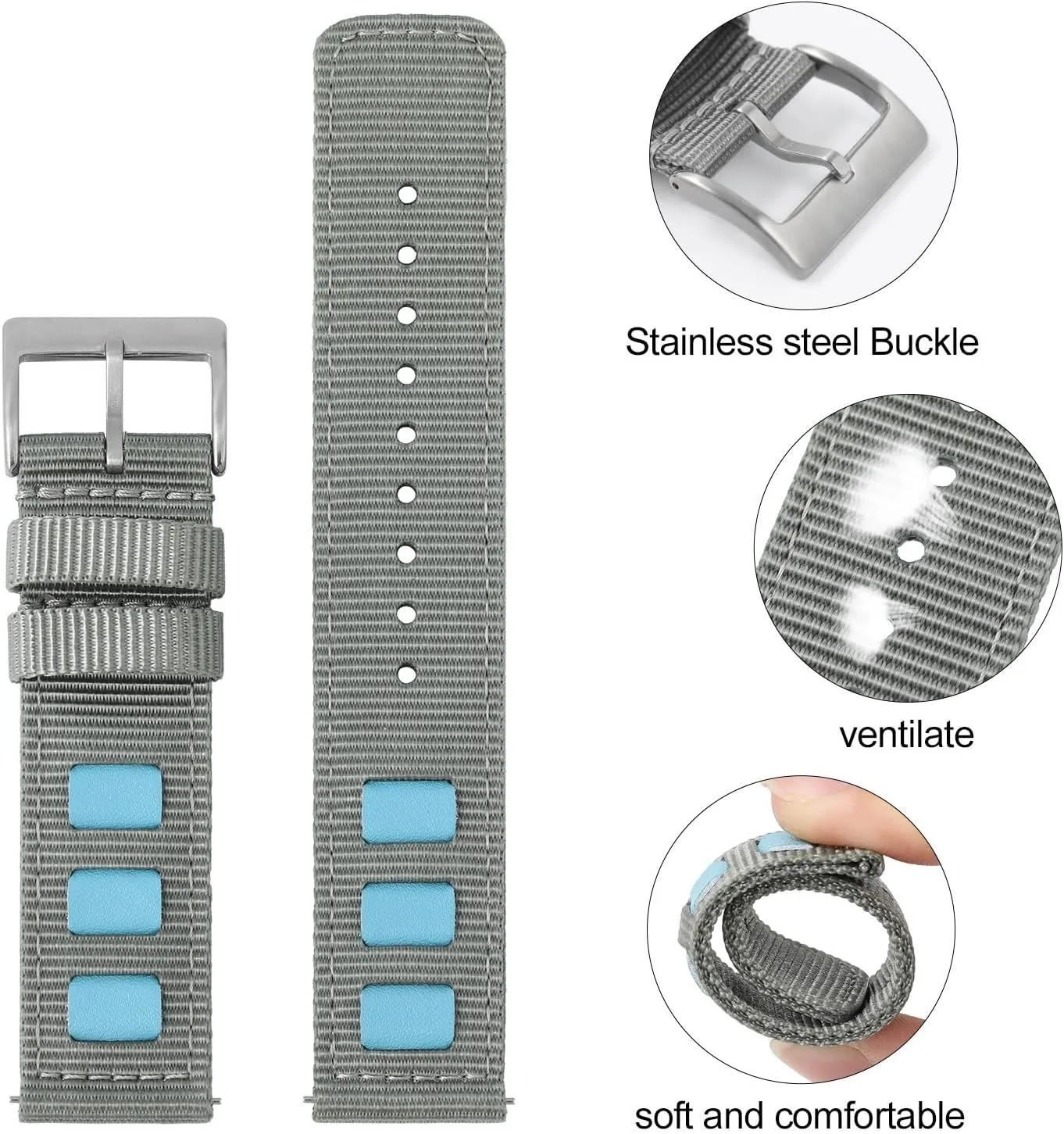 For Casual Watchband daytime Sport Bracelet Replace Nylon Watch Band 20mm 22mm Strap 