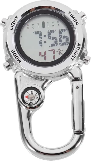 for Hiking and Camping 1Pc Multi justify Purpose Climbing Watch with Compass Carabiner Versatile Hanging Pocket Watch for Outdoor Activities Date Display 