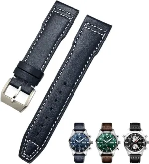for IWC Pilot's Watches Portugieser Bracelets Blue Watch Strap Accessories Men tool 21mm 20mm Cowhide Leather leisure seize Watchband Fit 