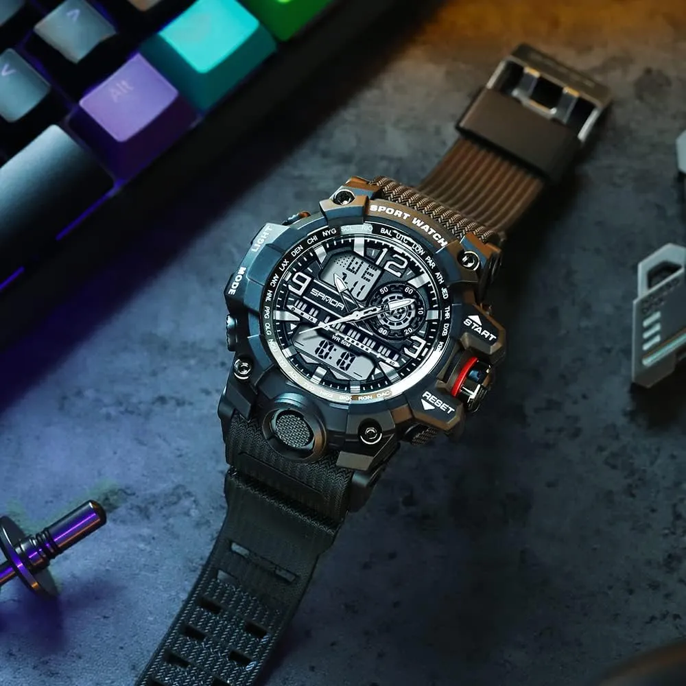 for Men 3133 KXAITO Men's Watches Sports Outdoor Waterproof Military Watch Date Multi Function Tactics LED unsuccessful stock Face Alarm Stopwatch 