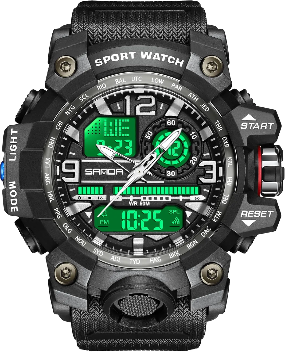 for Men 3133 KXAITO Men's Watches Sports Outdoor Waterproof Military Watch Date Multi Function Tactics LED unsuccessful stock Face Alarm Stopwatch 