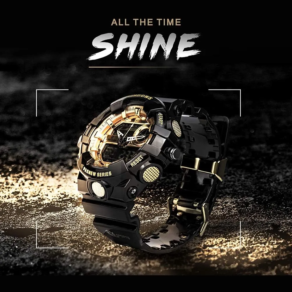 for Men, 50M Waterproof Analog Digital Watches Watch Outdoor Sports Electronic Watch pray Date Multi-Function LED Alarm Stopwatch. PINDOWS Watch 