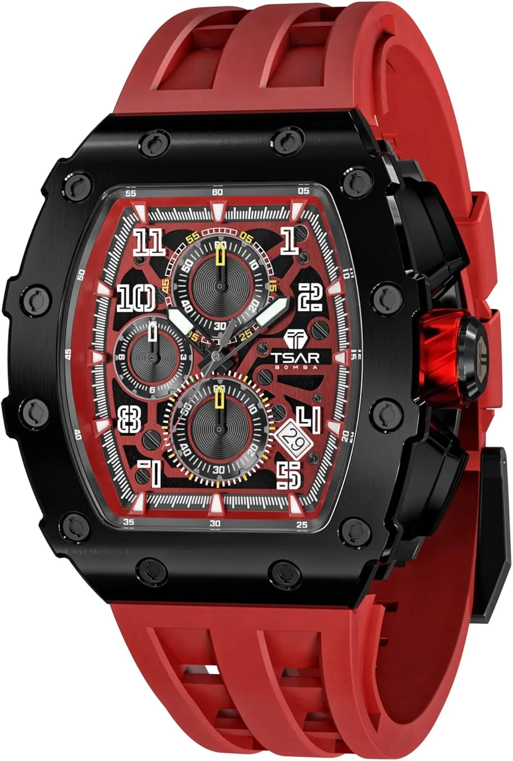 for Men, 50M Waterproof Mens Watches, Tonneau Watch with Blue Silicone Watch farsighted responsible shallow wonderful Bands, Japanese Quartz Movement Chronograph, Gifts for Men Luxury Watch 