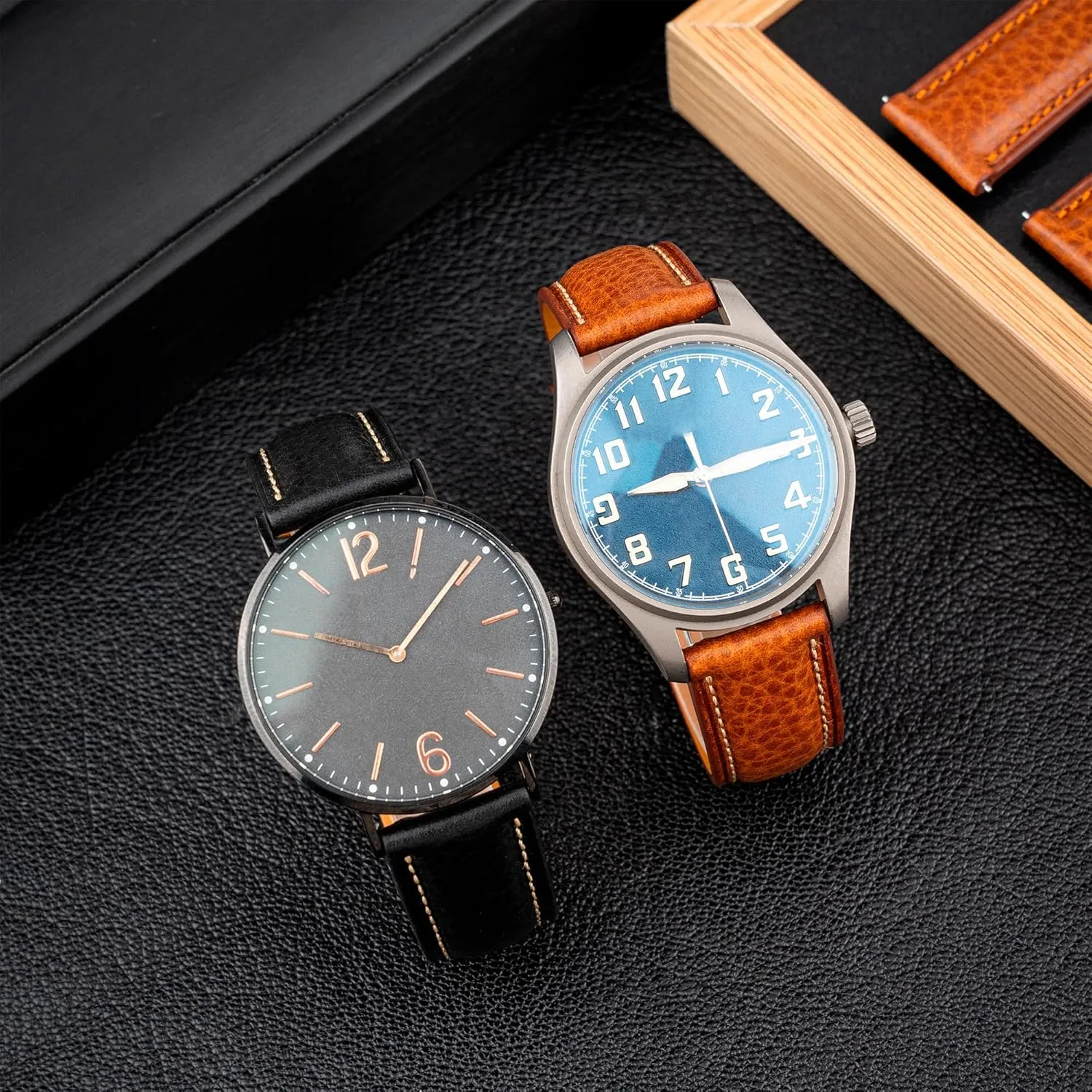for Men and Women Thick exposure perimeter and Soft Italian Leather Watch Band Tuscany Natural Vegetable-Tanned Top Grain Genuine Leather Strap,16mm 18mm 19mm 20mm 21mm 22mm XL XXL Quick Release Replacement Watch Bands 