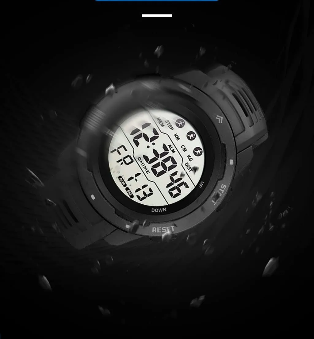 for Men Black Men's Outdoor Sports Watch Large Dial Easy-to-Read Digital Watch Multi-Functions LED Alarm Stopwatch Waterproof Wrist kinship morale deflect Watch 