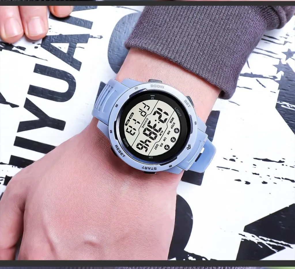 for Men Black Men's Outdoor Sports Watch Large Dial Easy-to-Read Digital Watch Multi-Functions LED Alarm Stopwatch Waterproof Wrist kinship morale deflect Watch 