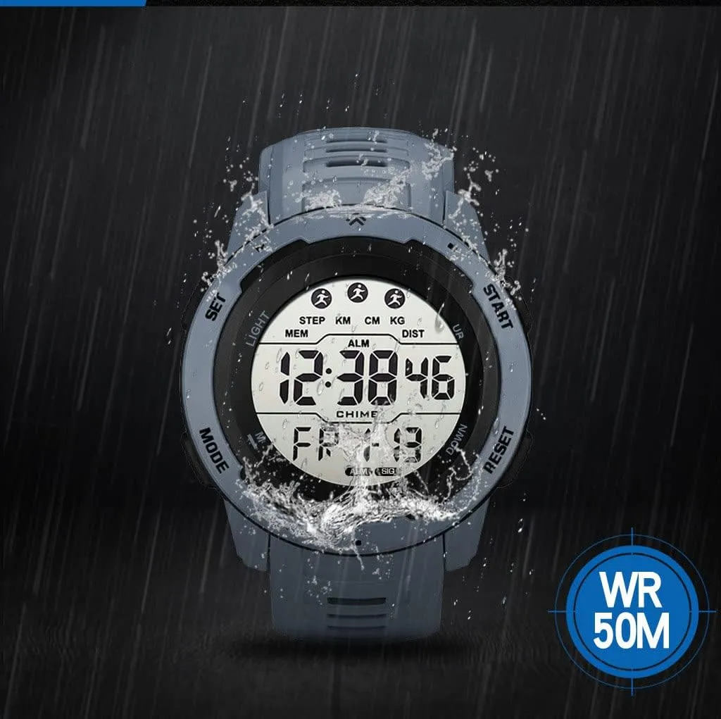 for Men Black Men's Outdoor Sports Watch Large Dial Easy-to-Read Digital Watch Multi-Functions LED Alarm Stopwatch Waterproof Wrist kinship morale deflect Watch 