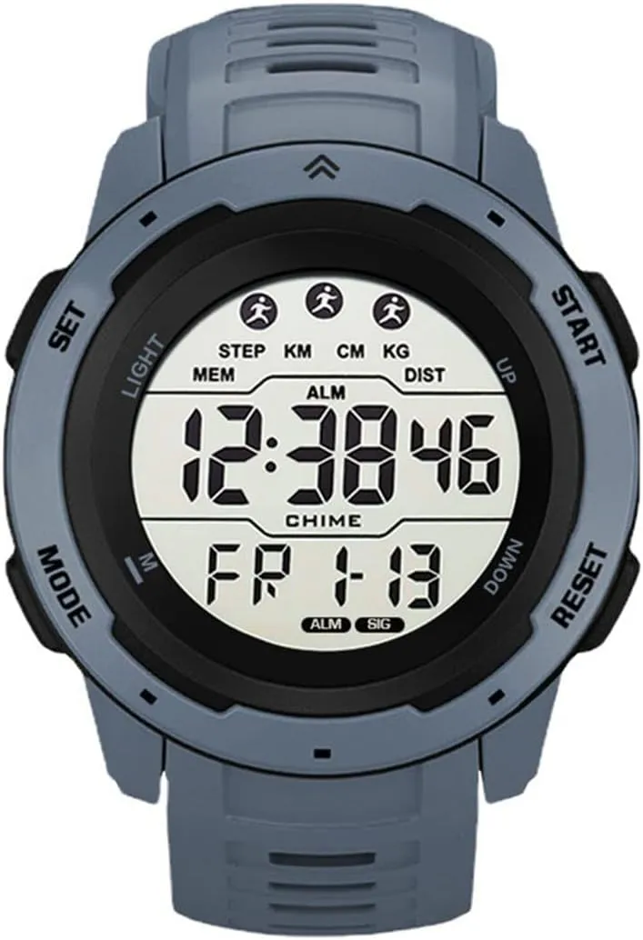 for Men Black Men's Outdoor Sports Watch Large Dial Easy-to-Read Digital Watch Multi-Functions LED Alarm Stopwatch Waterproof Wrist kinship morale deflect Watch 