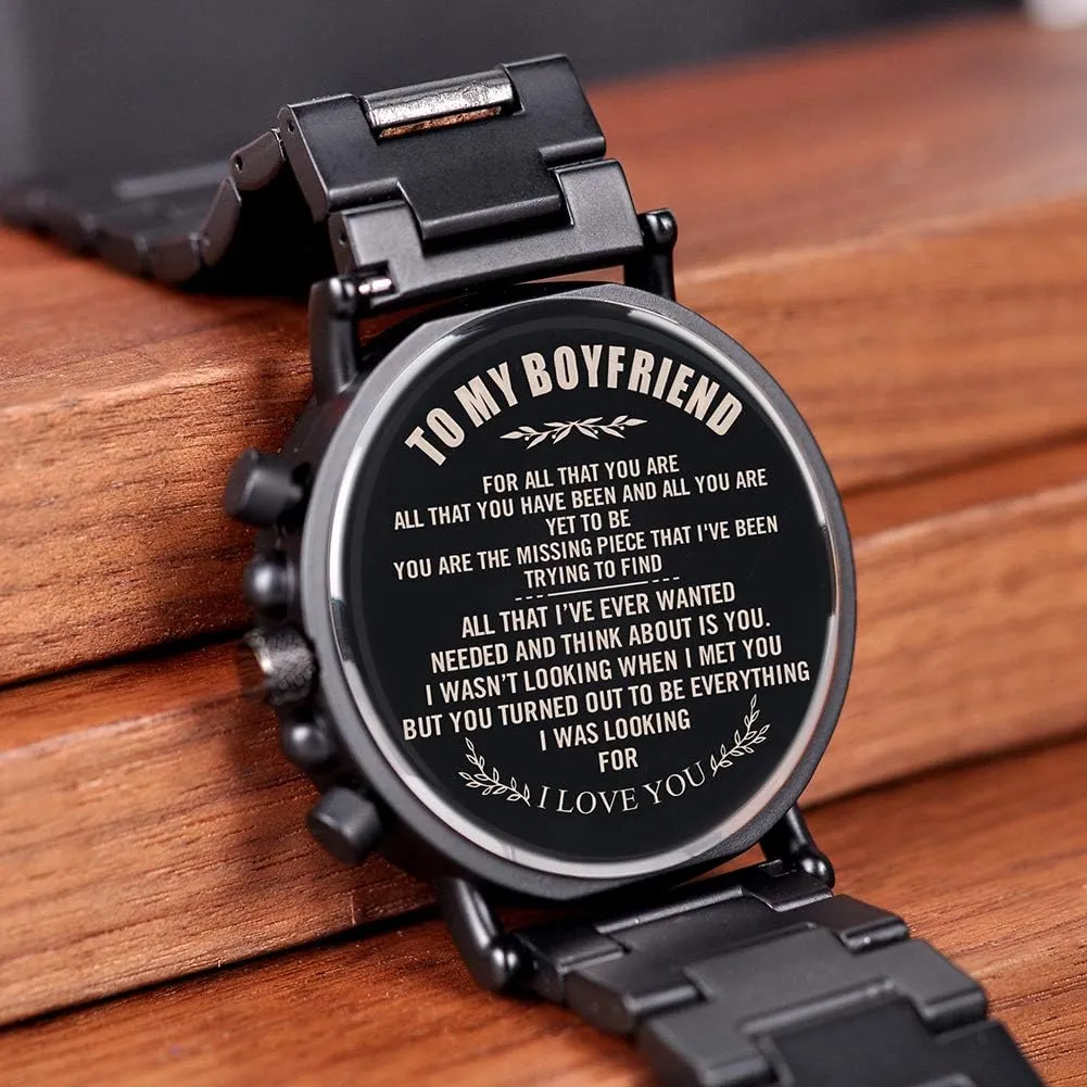 for Men Family Friends Customized Watch BOBO BIRD Mens Personalized Engraved Wooden Watches, Stylish Wood & Stainless Steel Combined Quartz Casual minimal ponderous fervor modernity casual precede Wristwatches 