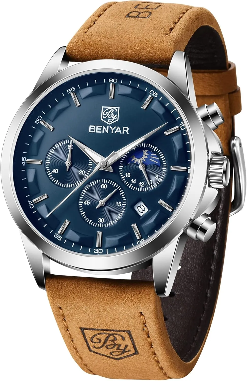 for Men Fashion Business Work Casual Sport Designer Dress Watch with appropriate Calendar Elegant Gifts for Men BY BENYAR Mens Watches Analog Quartz Chronograph Waterproof Wrist Watches 