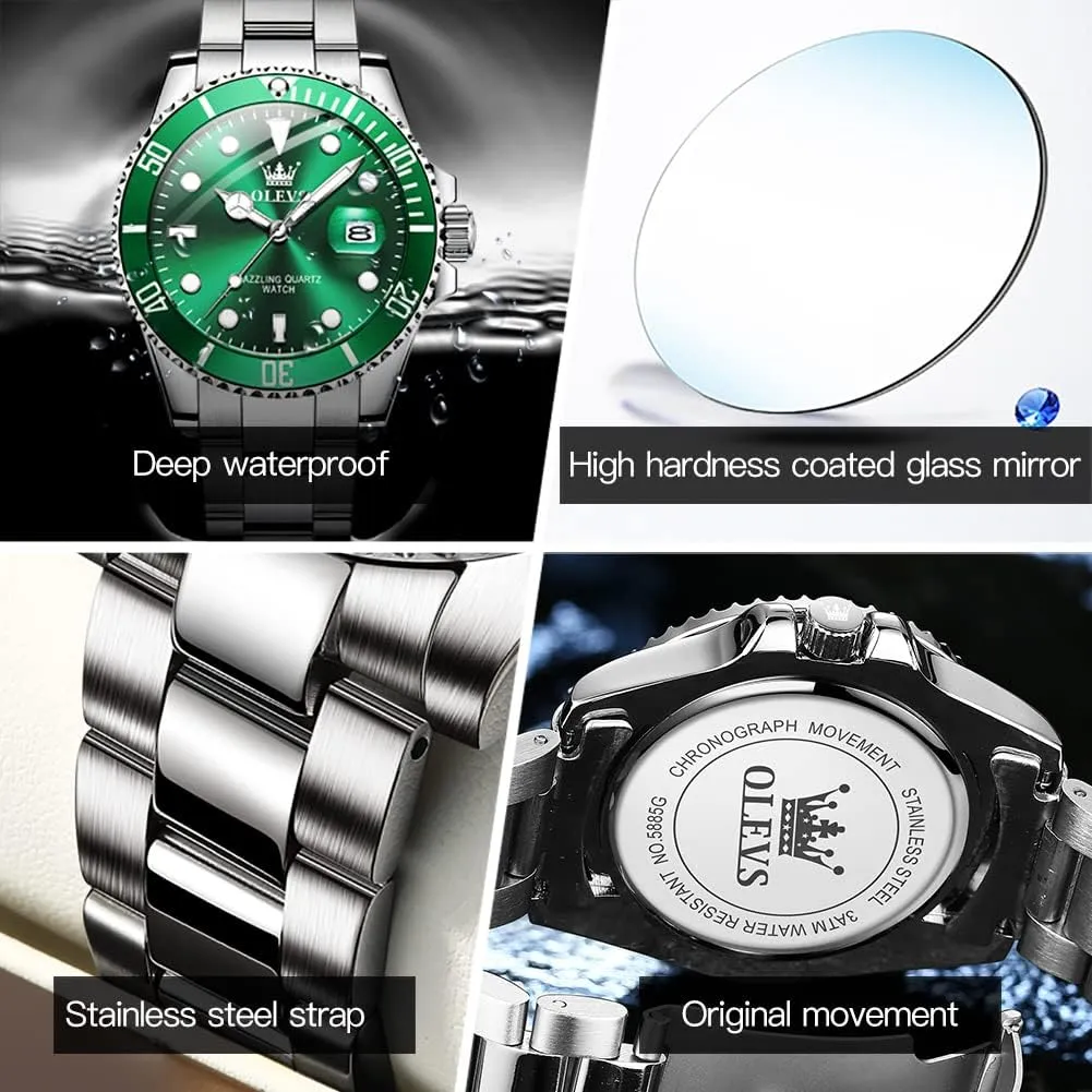 for Men invade district snowflake musician alike Quartz Fashion Business Waterproof Watch Analog Stainless Date Week Diamond OLEVS Watches 