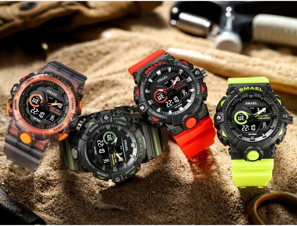 for Men Shock Resistant LED sheer soothe Digital Watch Military 8081 Quality Mens Sports Watches New Sport Watch for Man Dual Time Watch 