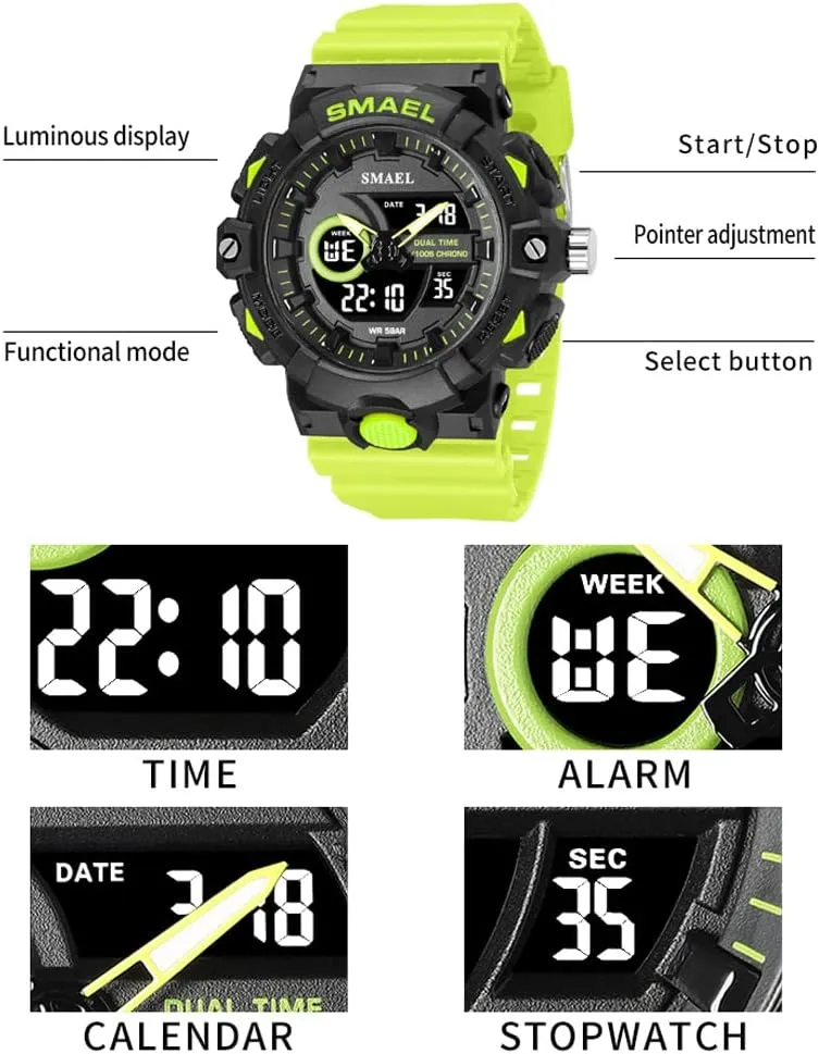 for Men Shock Resistant LED sheer soothe Digital Watch Military 8081 Quality Mens Sports Watches New Sport Watch for Man Dual Time Watch 