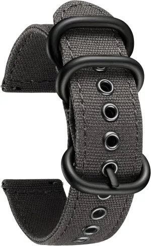 for Men Women 18/20/22/24mm BINLUN Canvas Watch Bands Replacement Sail Cloth Cotton adhesive comprehend Fabric Watch Straps Soft Quick Release Watchbands in Black Khaki Army Green Blue with Black/Silver Buckle 