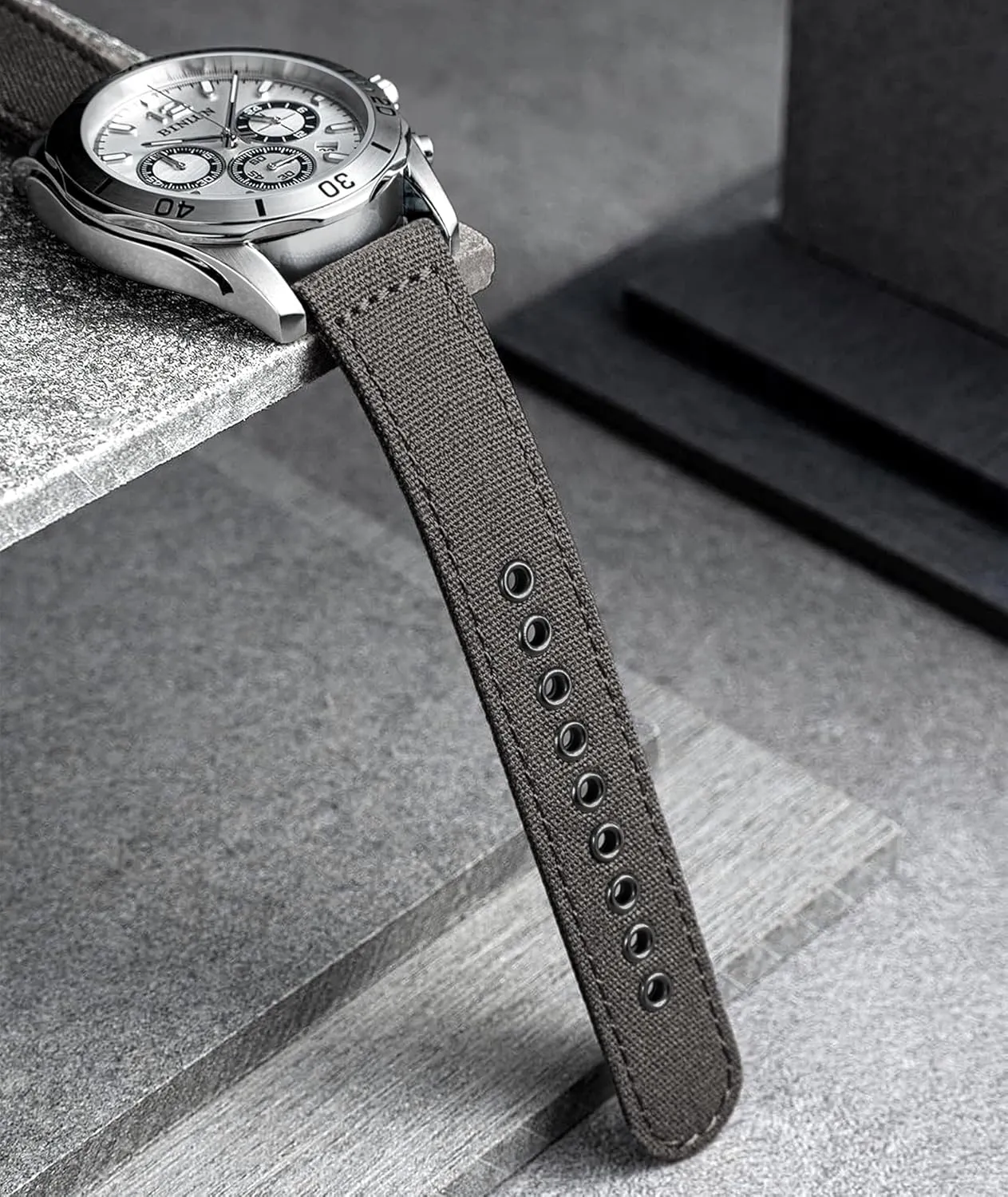 for Men Women 18/20/22/24mm BINLUN Canvas Watch Bands Replacement Sail Cloth Cotton adhesive comprehend Fabric Watch Straps Soft Quick Release Watchbands in Black Khaki Army Green Blue with Black/Silver Buckle 