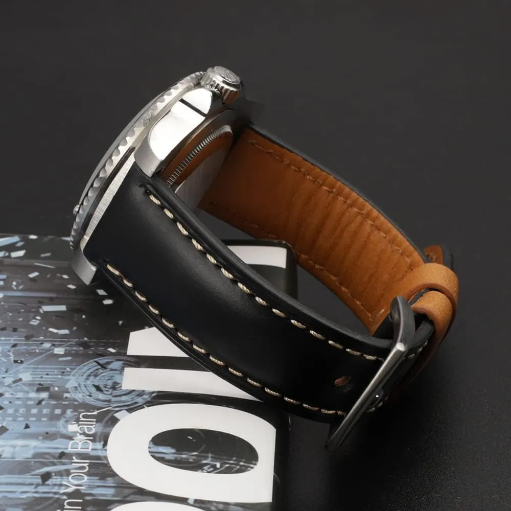 for Men Women - 18mm 20mm 22mm 24mm Onthelevel Genuine Leather Watch Band Premium Calfskin Retro Stitching consumption Design Watch Strap 