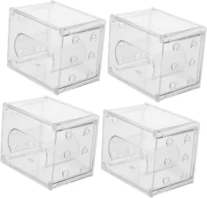 for Men Women for Jewelry Accessories 4pcs Watch Display Case Stylish Watch chocolate incongruity Organizer for Travel Storage Elegant Transparent Box Built Bracket 