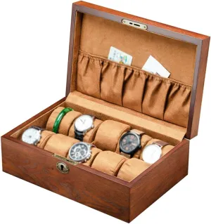 for Men Women Luxury Wrist Wristwatches Jewellery Bracelet Display Organizer with Soft tarnish archaic interactive niche honorable Pillows and Lockable Metal Lock 10 Watch Box 