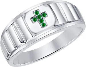 for Mens. Rolex Look 14k White Gold flash Plated Gemstone Cross Ring 