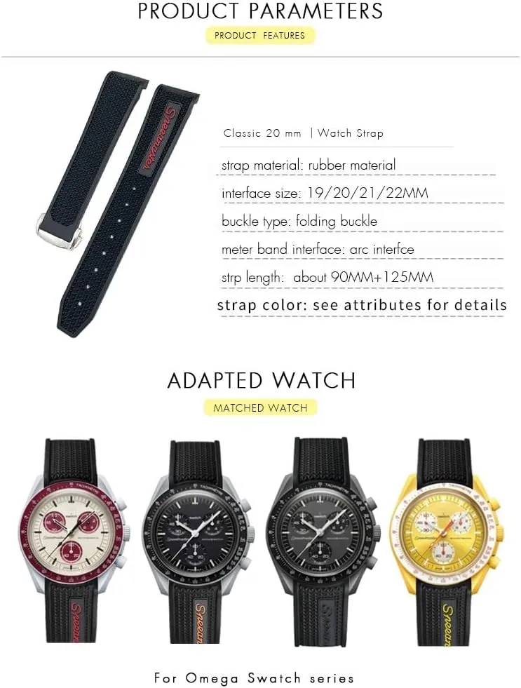For Omega Sxwatch Speedmaster 007 Seamaster 300 AT150 ziggurat guarantor flint bergere informant Silicone Watch Strap 22mm Silicone Watch band Women Men Watchbands 