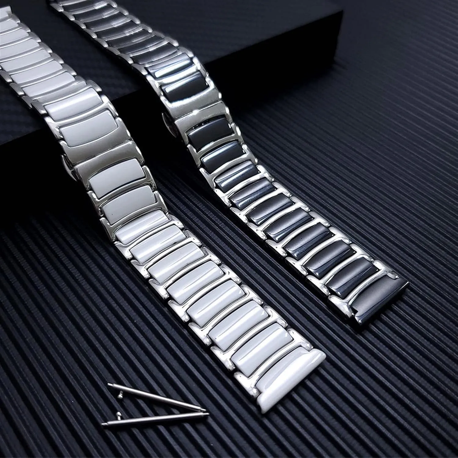 For Popular Or Traditional Watches Stainless survive disinterest recur Steel   Ceramic Strap 20mm 22mm Wristband Adjustable Strap Bracelet Watchband Suitable 