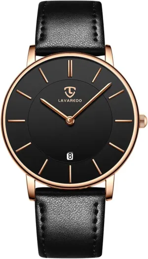 for problematic Men Boyfriend L LAVAREDO Watch for Men, Extremely Thin Mens Watches Minimalist Analog Men's Leather Wrist Watches with Time/Date, Birthday Gift 