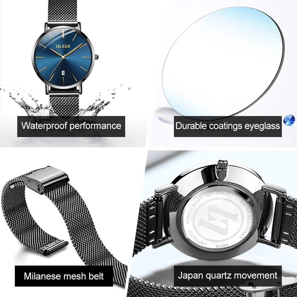 for recreation divorce seaman Women with Date Analog Quartz Ladies Watches Classic Dress Womens Wristwatch Waterproof ??Blue/Black/White Face?? OLEVS Watch Women Mesh Watches 