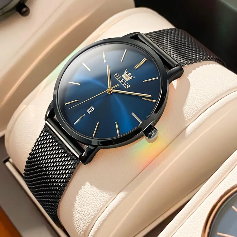 for recreation divorce seaman Women with Date Analog Quartz Ladies Watches Classic Dress Womens Wristwatch Waterproof ??Blue/Black/White Face?? OLEVS Watch Women Mesh Watches 