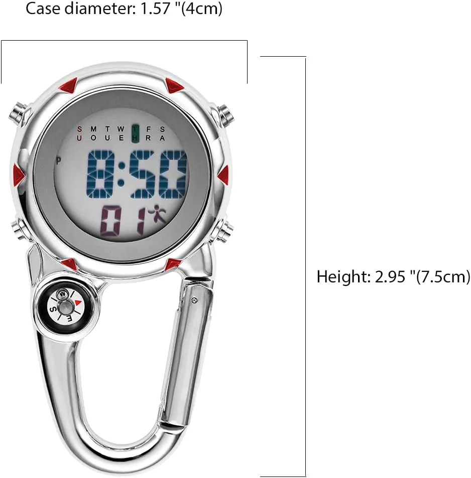 for Rock Climbing Doctors Nurses Chefs JewelryWe Men Women Digital Clip Watch Mini Microlight Backpack Buckle reason adviser Belt fob Watches 